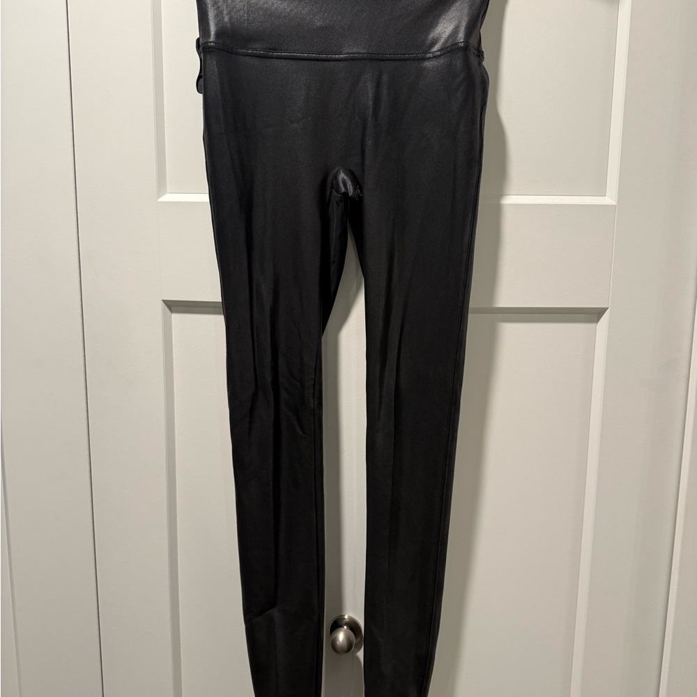 SPANX Black Leggings - faux leather like